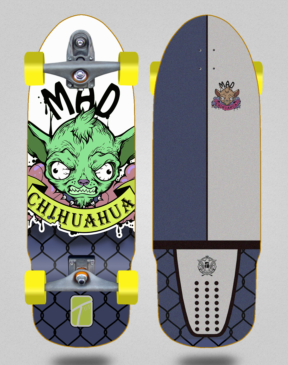 Surfskate with T12 trucks – Mad Chiguagua blue 32 Bullet