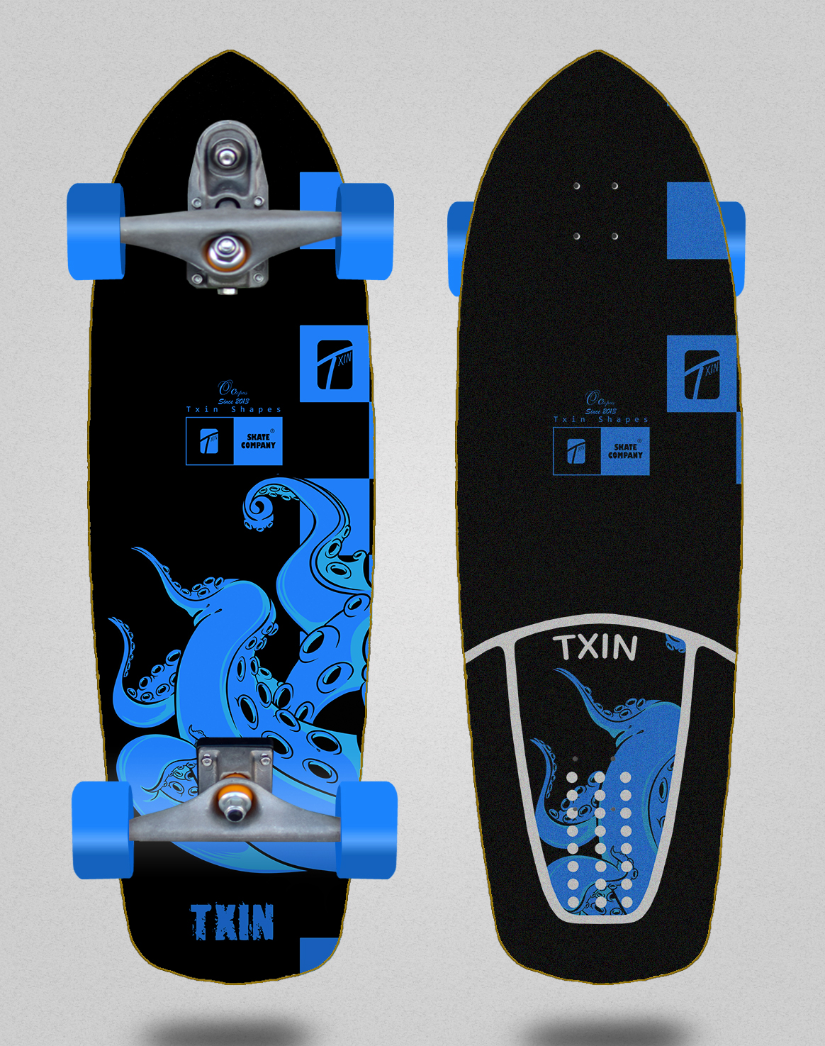 Surfskate with T12 trucks – Octopus blue 34