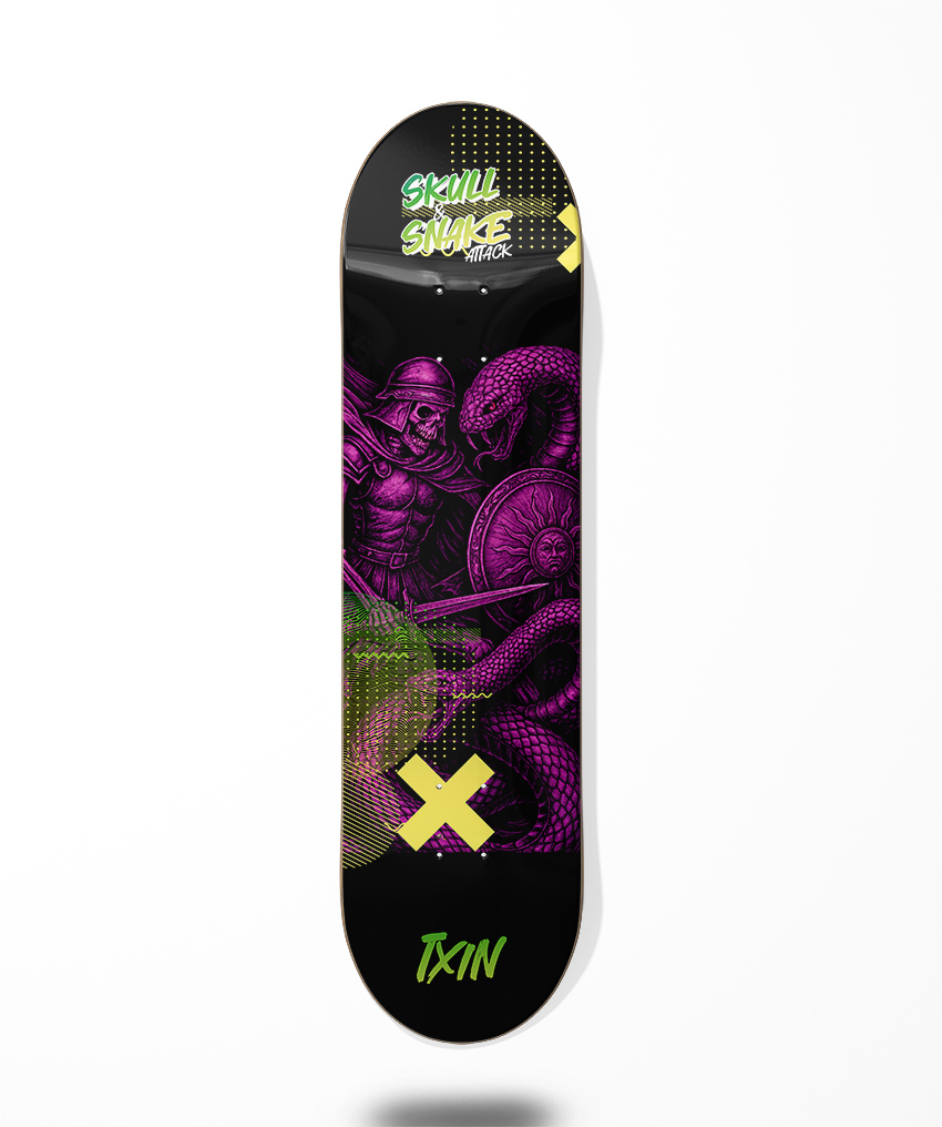 Txin skateboard deck - Skull Snake Attack